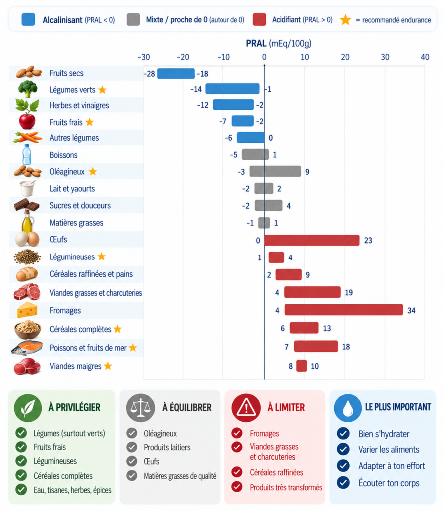 Indices PRAL des aliments d'endurance
